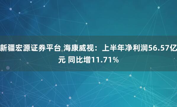 新疆宏源证券平台 海康威视：上半年净利润56.57亿元 同比增11.71%